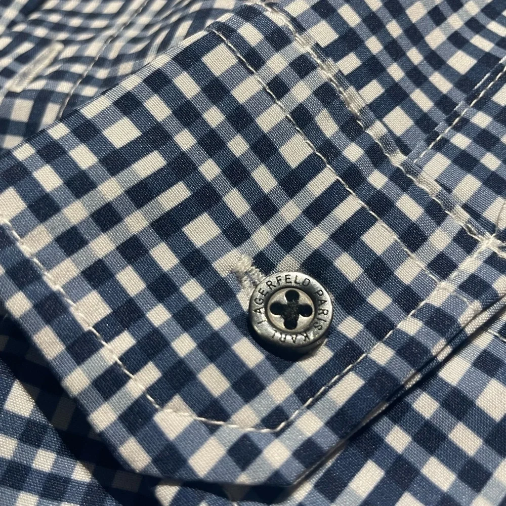 Karl Lagerfeld Navy and White Patterned Shirt Size XXL - Picture 4 of 8